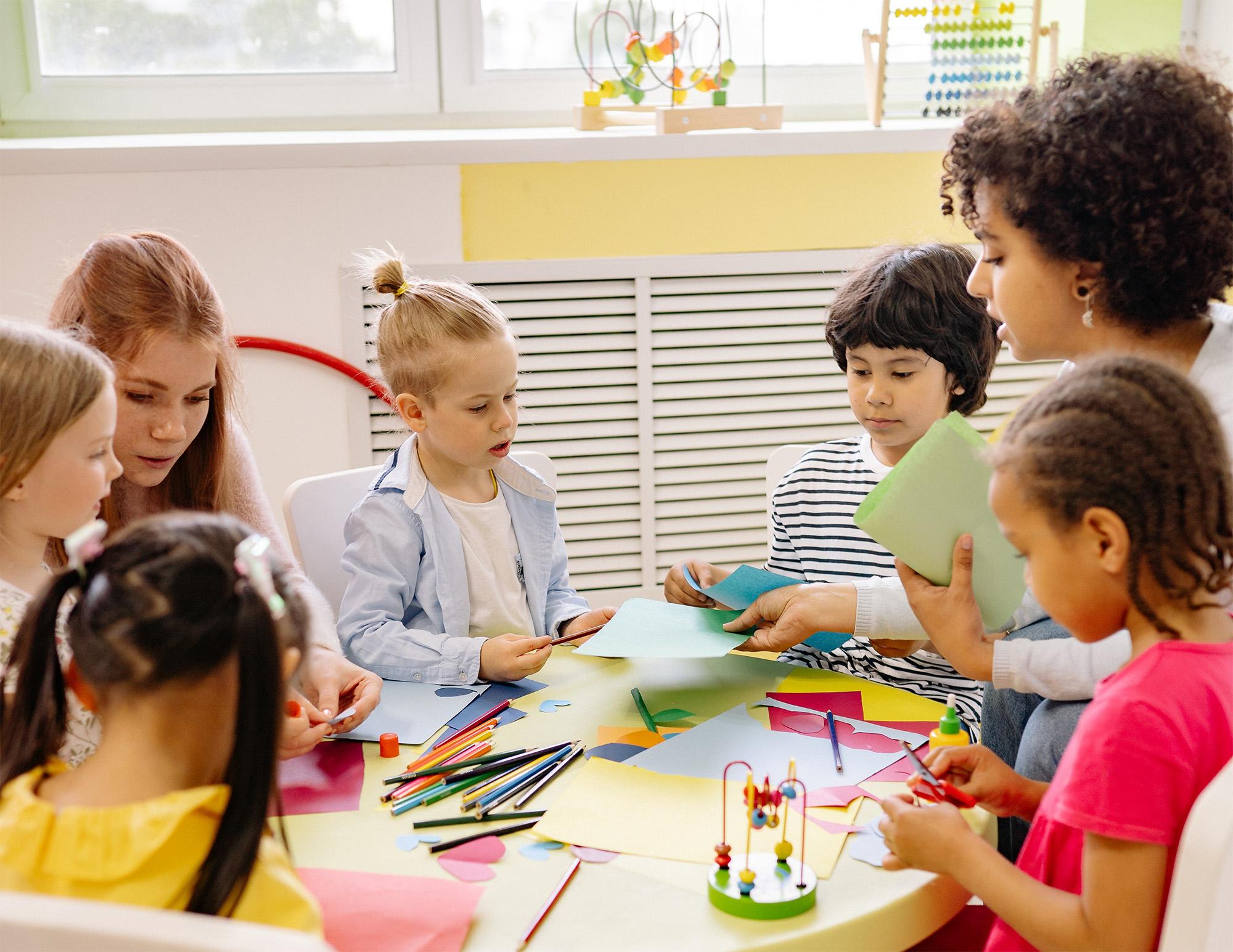 Children in classroom with teacher